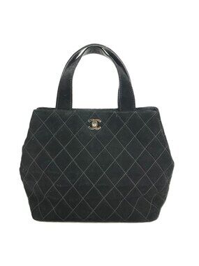 Chanel Handbag CC Logo Suede Black